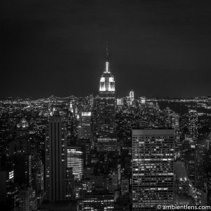 New York City Buildings at Night 1 (BW SQ)