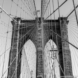Brooklyn Bridge Tower in New York 2 (BW SQ)