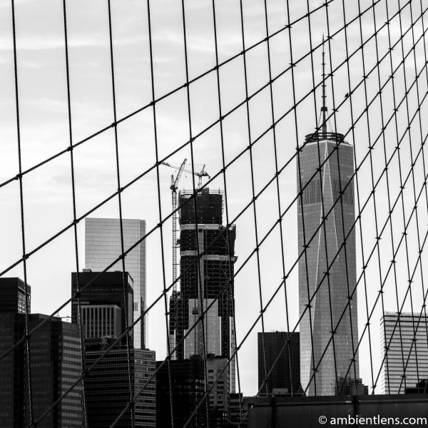 View of Lower Manhattan from the Brooklyn Bridge 1 (BW SQ)