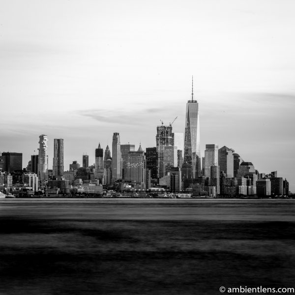 Lower Manhattan and the Hudson River at Sunset 1 (BW SQ)