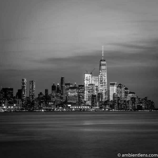 Lower Manhattan and the Hudson River at Sunset 2 (BW SQ)