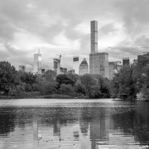 Reflection on The Lake at Central Park 1 (BW SQ)