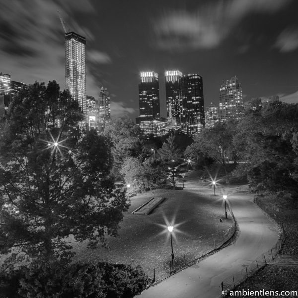 Central Park at Night 1 (BW SQ)