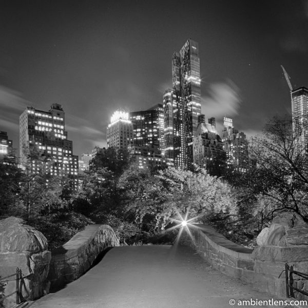 Central Park's Gapstow Bridge at Night 1 (BW SQ)