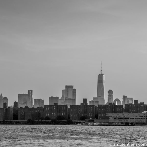 Lower Manhattan and the East River at Sunset 2 (BW SQ)