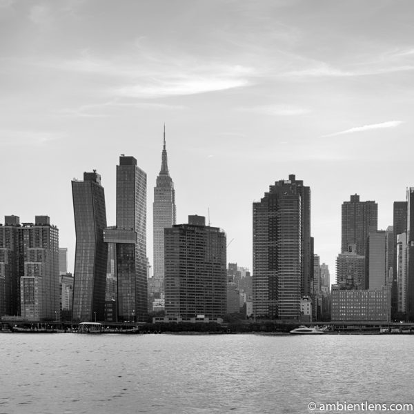 Midtown Manhattan and the East River at Sunset 7 (BW SQ)