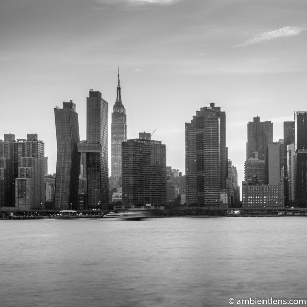 Midtown Manhattan and the East River at Sunset 4 (BW SQ)