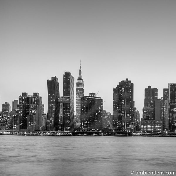 Midtown Manhattan and the East River at Sunset 10 (BW SQ)