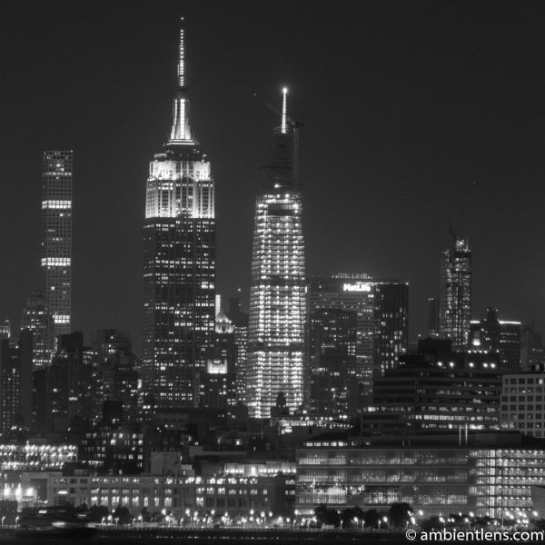 Midtown Manhattan and the Hudson River at Night 5 (BW SQ)