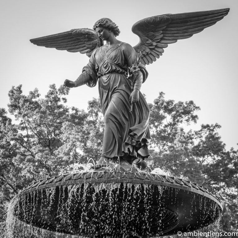 Bethesda Fountain Angel, Central Park, New York 2 (BW SQ)
