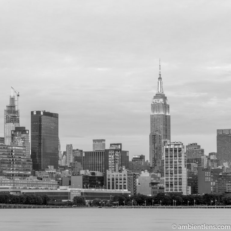 Midtown Manhattan and the Hudson River at Sunset 5 (BW SQ)