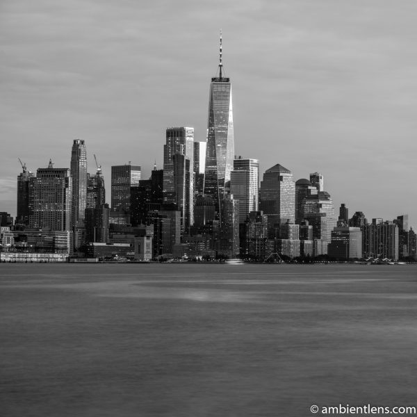 Lower Manhattan and the Hudson River at Sunset 3 (BW SQ)