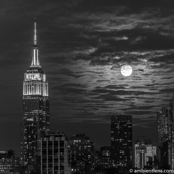 Moonrise over Manhattan, New York 3 (BW SQ)