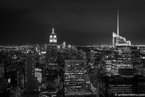 New York City Buildings at Night 1 (BW)