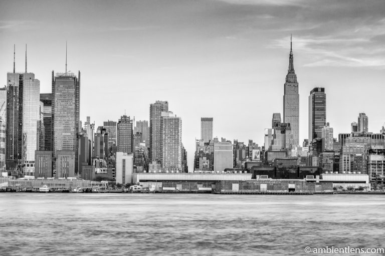 Midtown Manhattan and the Hudson River at Sunset 1 (BW)