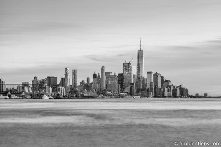 Lower Manhattan and the Hudson River at Sunset 1 (BW)
