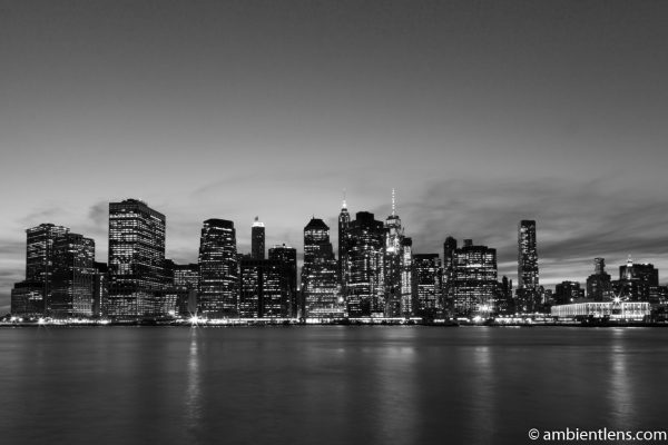 Lower Manhattan and the East River after Sunset 1 (BW)