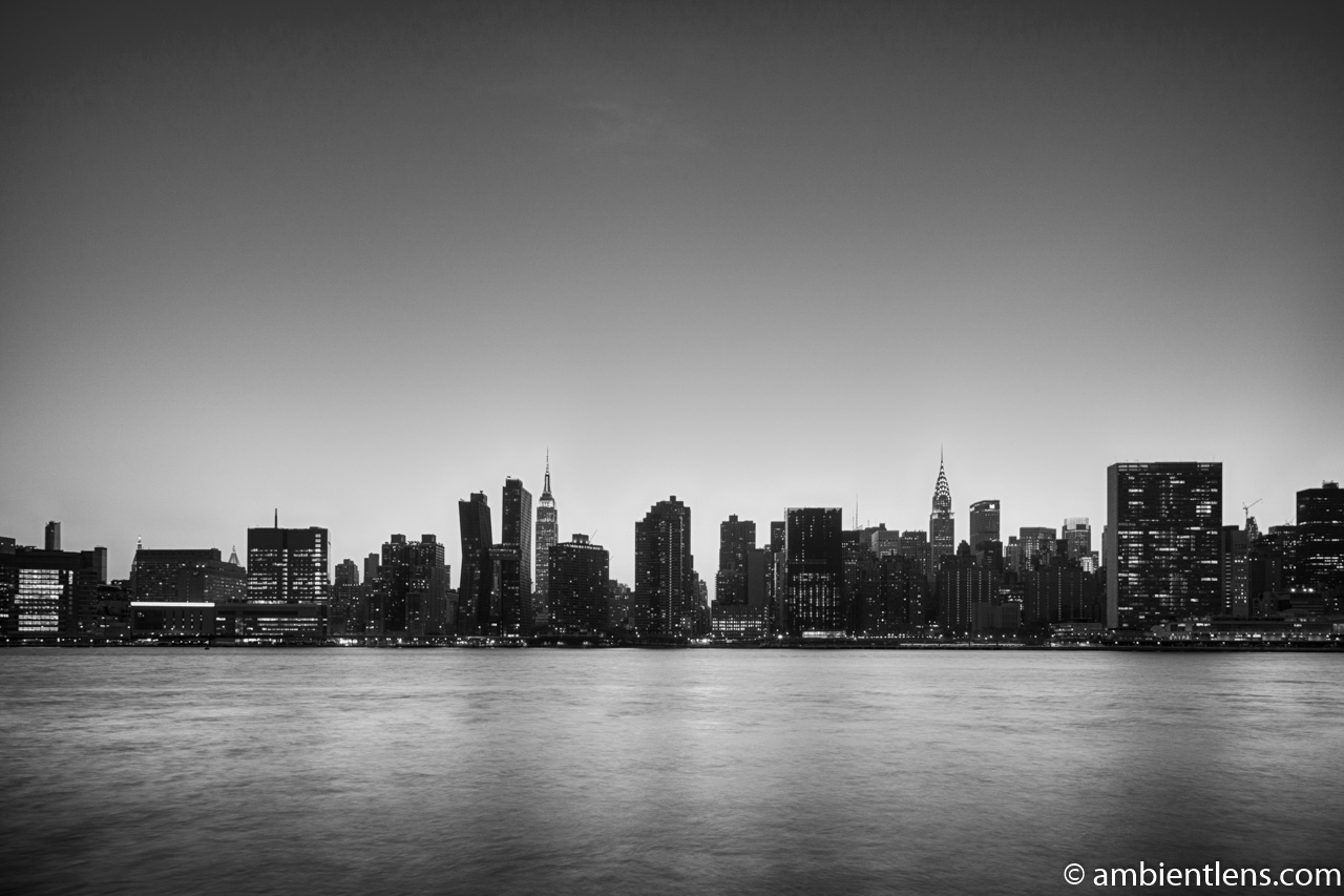 Midtown Manhattan and the East River at Sunset 9 (BW)