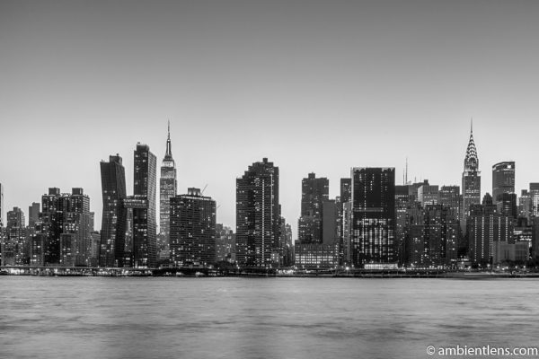 Midtown Manhattan and the East River at Sunset 10 (BW)