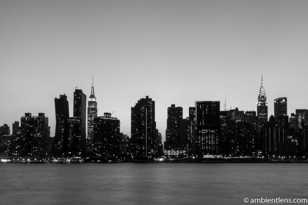Midtown Manhattan and the East River at Sunset 6 (BW)