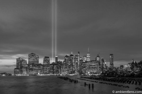 September 11 Twin Lights in Lower Manhattan, New York 3 (BW)