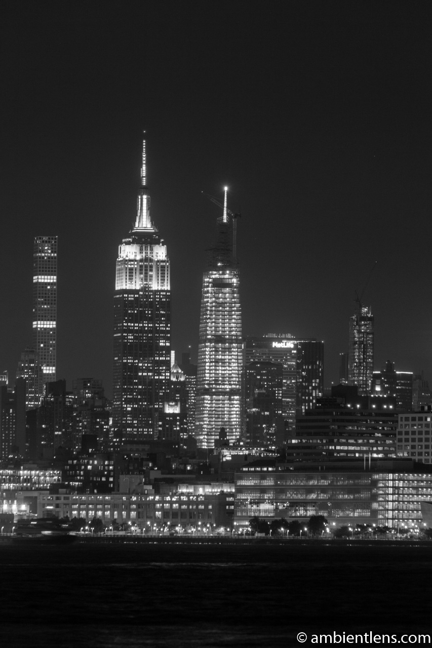 Midtown Manhattan and the Hudson River at Night 5 (BW)