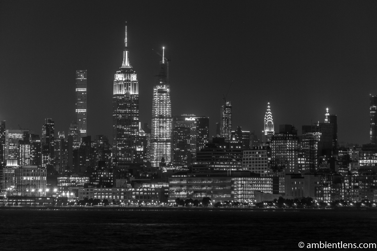 Midtown Manhattan and the Hudson River at Night 4 (BW)