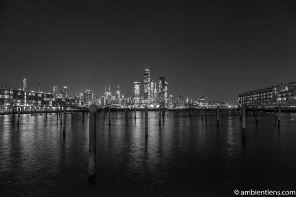 Midtown Manhattan and the Hudson River at Night 1 (BW)