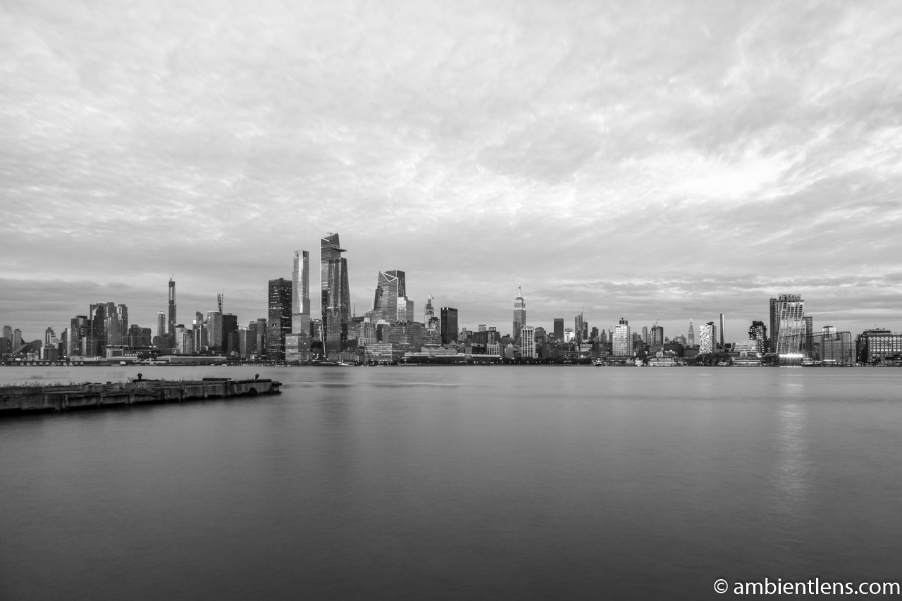 Midtown Manhattan and the Hudson River at Sunset 4 (BW)
