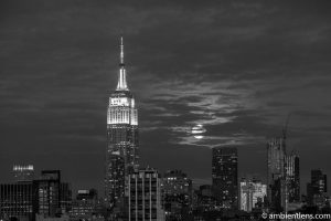 Moonrise over Manhattan, New York 7 (BW)