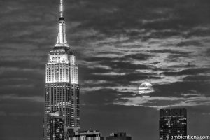 Moonrise over Manhattan, New York 6 (BW)
