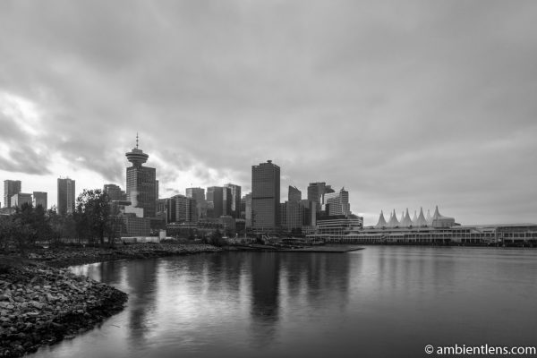 Downtown Vancouver from Crab Park at Sunset 2 (BW)
