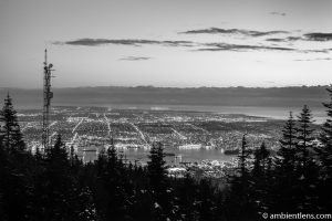 Downtown Vancouver from Grouse Mountain at Sunset 2 (BW)