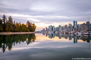 Reflection of Stanley Park and Downtown Vancouver