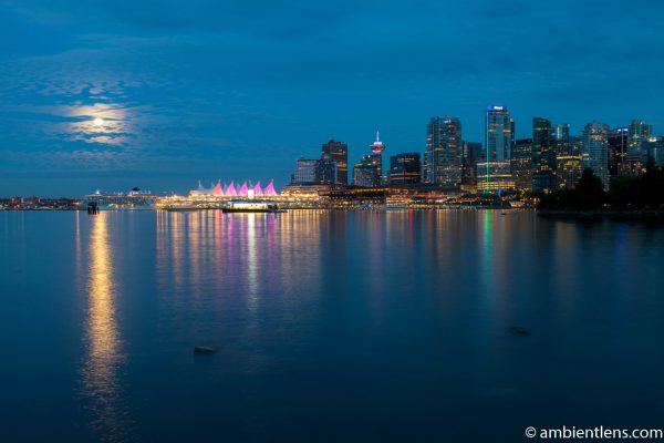 Moon and Downtown Vancouver 2