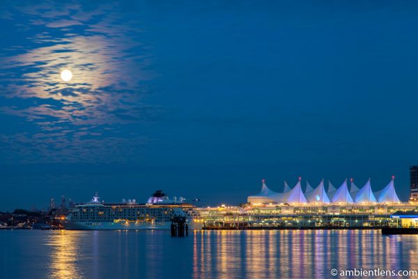 Moon and Downtown Vancouver 1