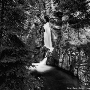 The Lower Falls at Johnston Canyon, Banff, Alberta 1 (BW SQ)