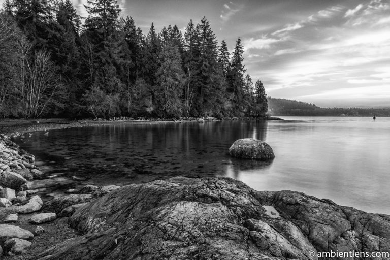 The Beach at Belcarra Regional Park, Anmore, BC 8 (BW)