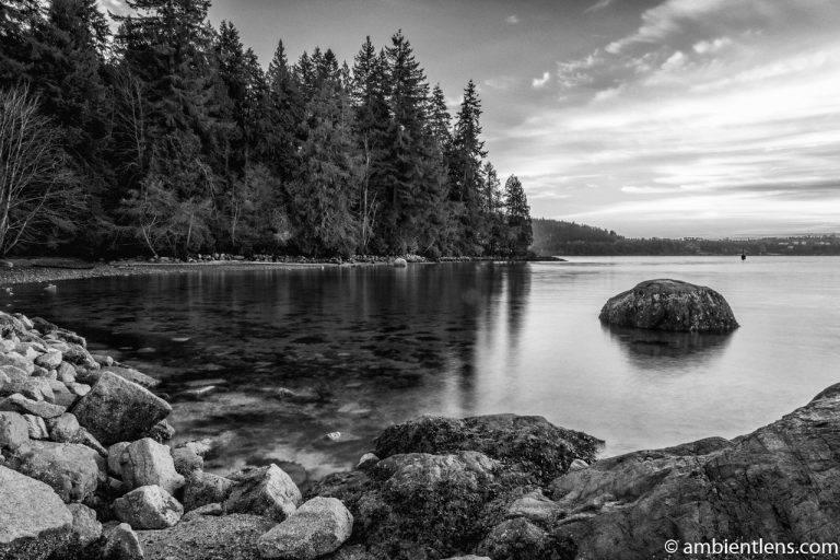 The Beach at Belcarra Regional Park, Anmore, BC 6 (BW)