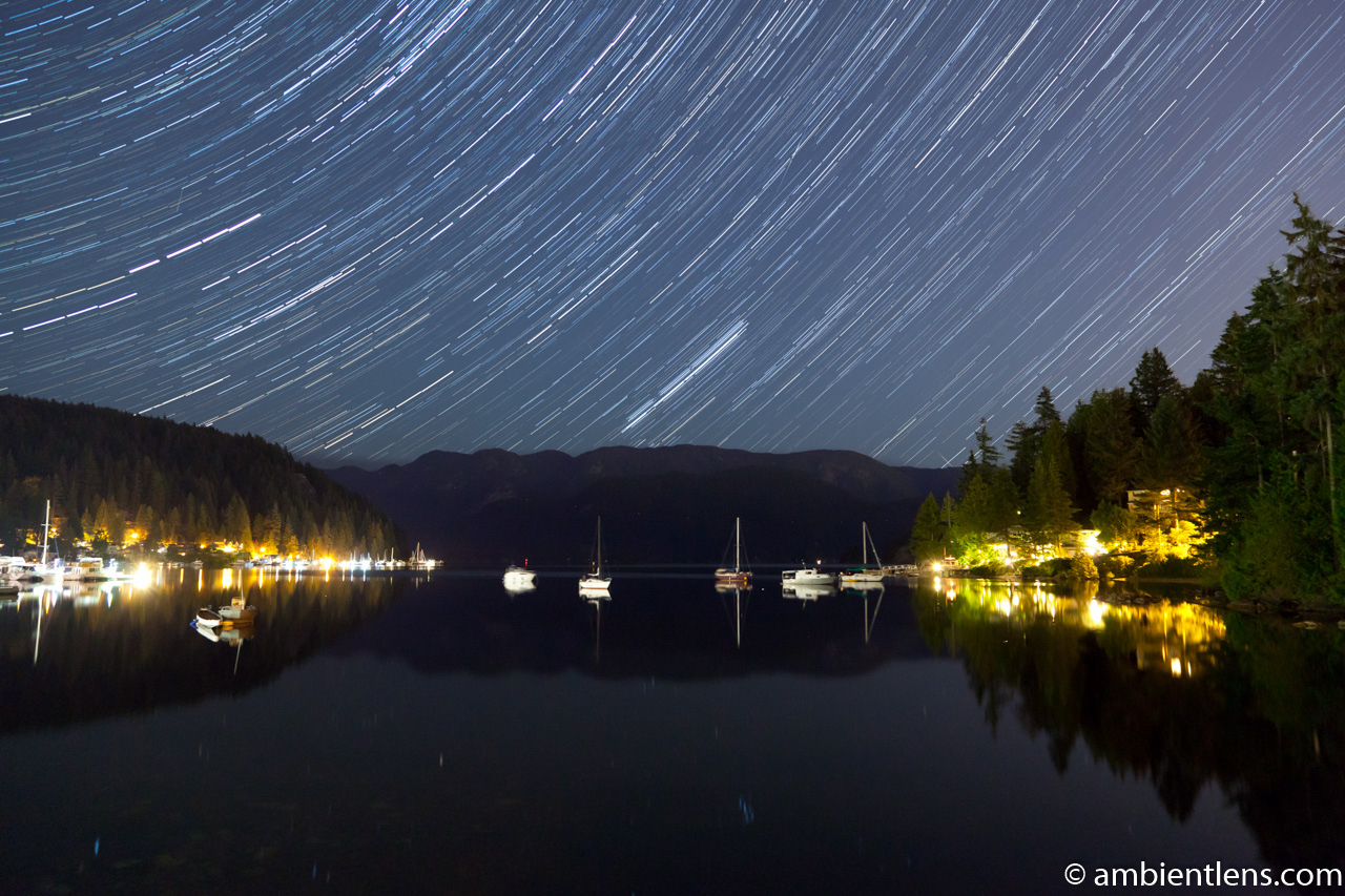 Star Trails in Deep Cove, North Vancouver, BC, Canada