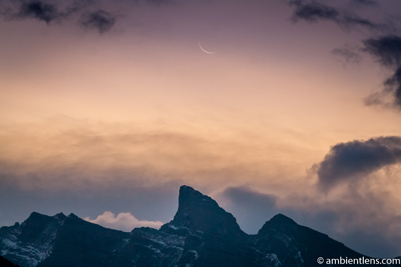 Sunrise and Moonset at Two Jack Lake, Banff, Alberta