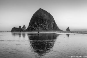 A Couple by Haystack Rock (BW)