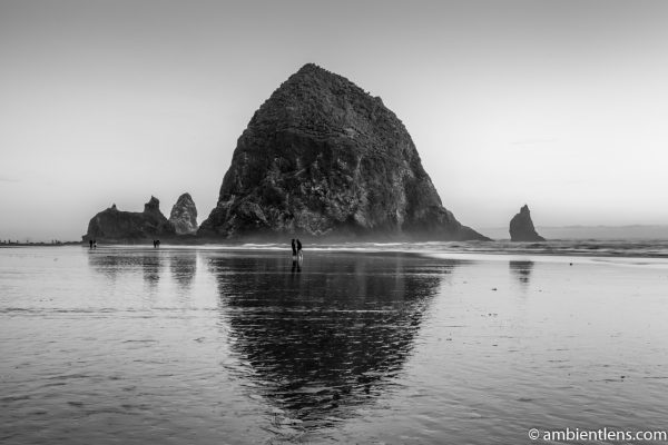 A Couple by Haystack Rock (BW)